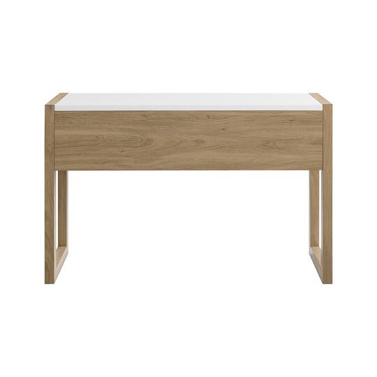 Walker Edison 46" English Oak/Solid White Fluted Drawer Writing Desk